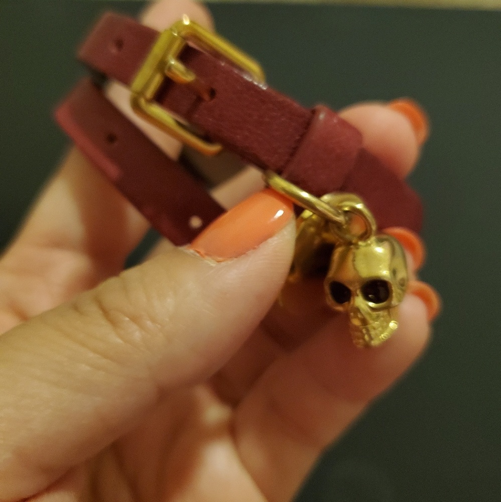 Alexander McQueen leather bracelet with skull